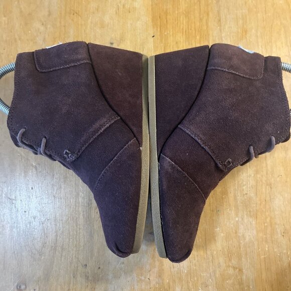 Toms Burgandy Brown Suede wedge booties Women Size 7 - Picture 7 of 13